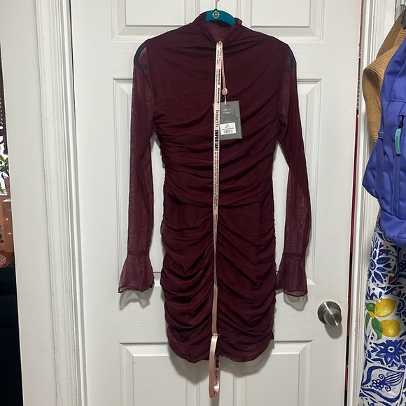 House of CB Lucasta Mulberry Gathered Mini dress (longer version) - Picture 12 of 15
